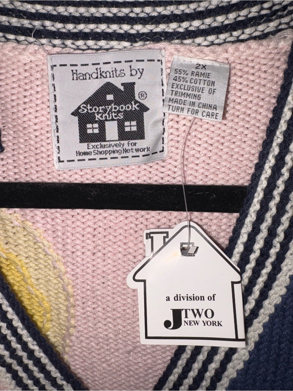 Storybook Knits Coastal Lighthouse Button-Front Cardigan - Blue, Pink & Cream - Picture 6 of 11